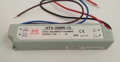 Блок питания HAITAIK - 35W 12V 3A  IP67 пластиковый корпус